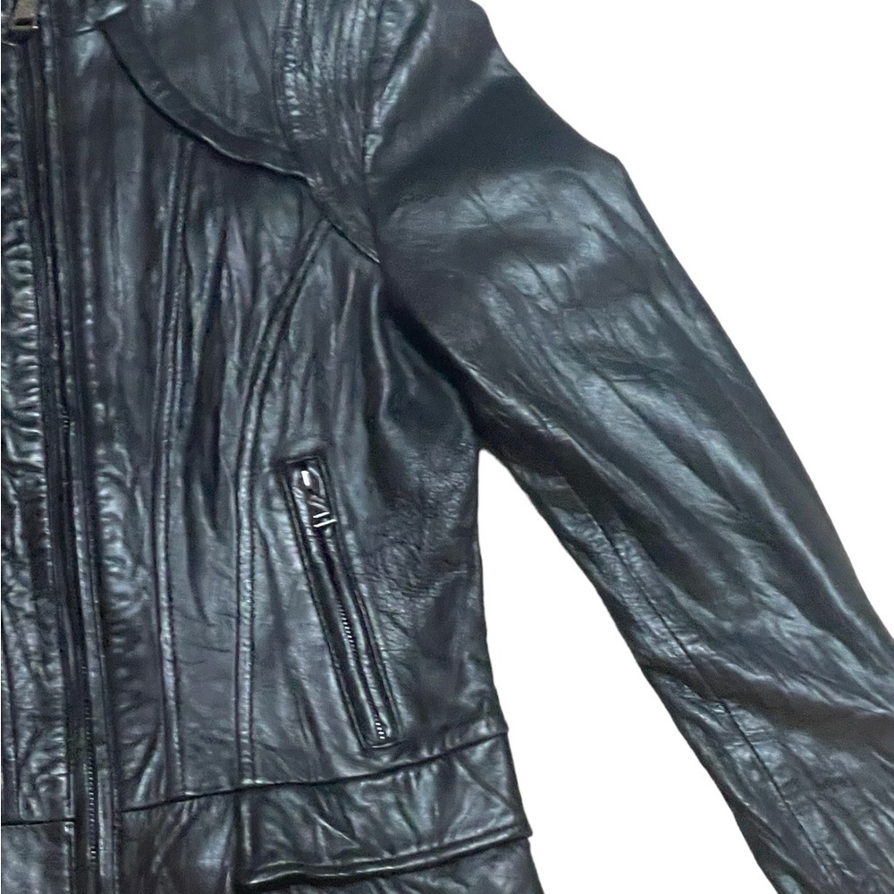 STEVE MADDEN Black Leather Jacket Buttery Soft XS Moto Vintage VTG Y2K - Picture 3 of 9